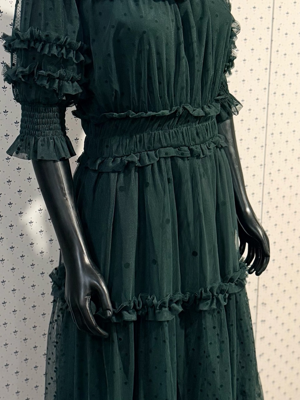 Boden Hotch Potch Tulle Ruffle Midi Dress Onyx Green 6 - Picture 6 of 6